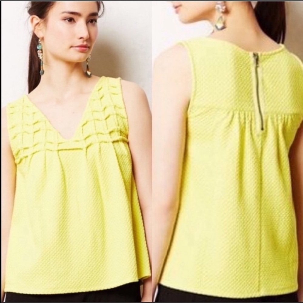 Anthropologie Deletta Smocked Swing Top